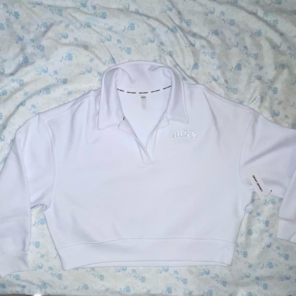 DKNY White Cropped Pullover